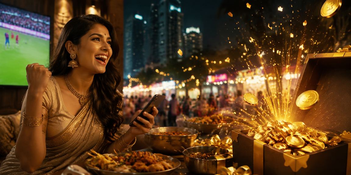 Night market casino entertainment in India with colorful lights and busy players